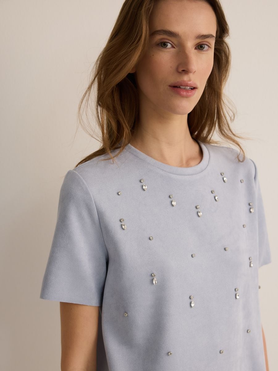 Robe mini avec applications - bleu pâle - RESERVED - 2