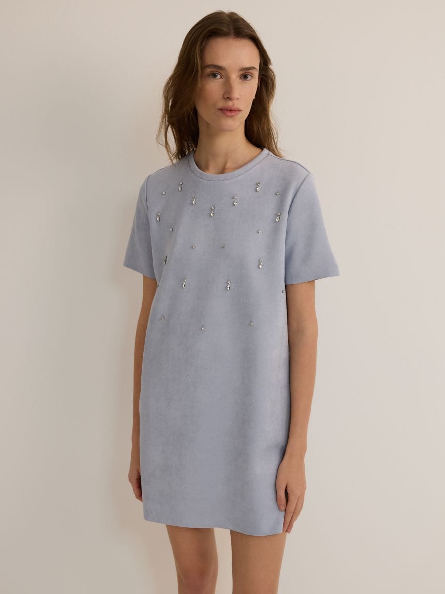 Robe mini avec applications - bleu pâle - RESERVED - 4