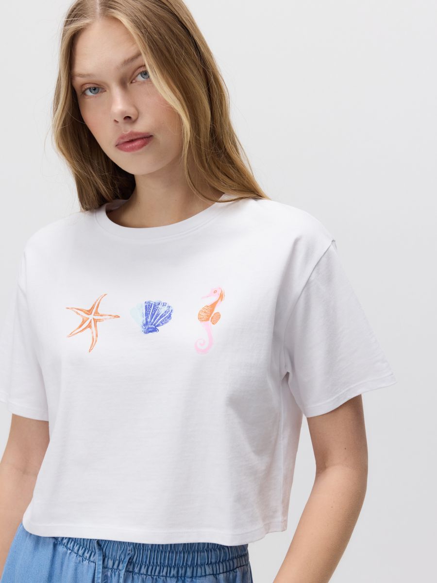 Short T-shirt with print - white - RESERVED - 3