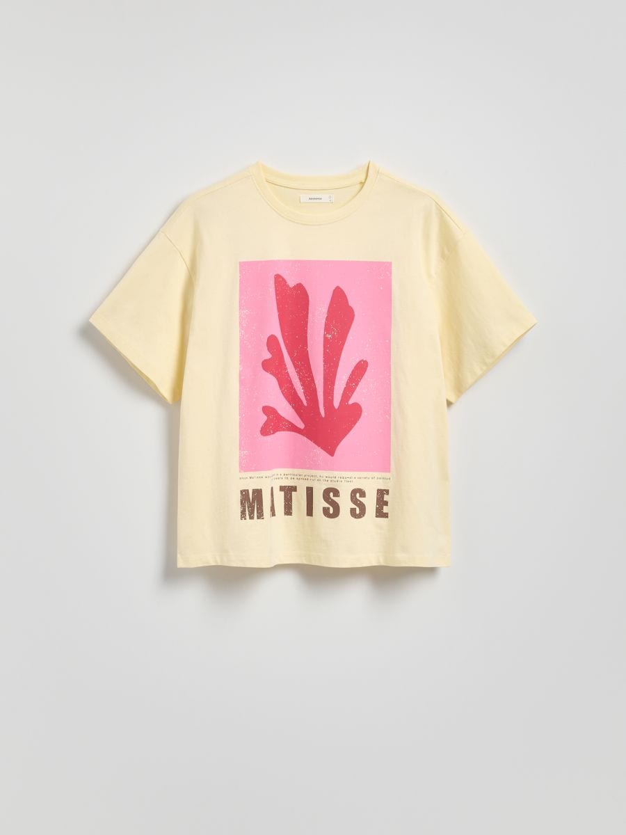 Baumwoll-T-Shirt mit Print - hellgelb - RESERVED