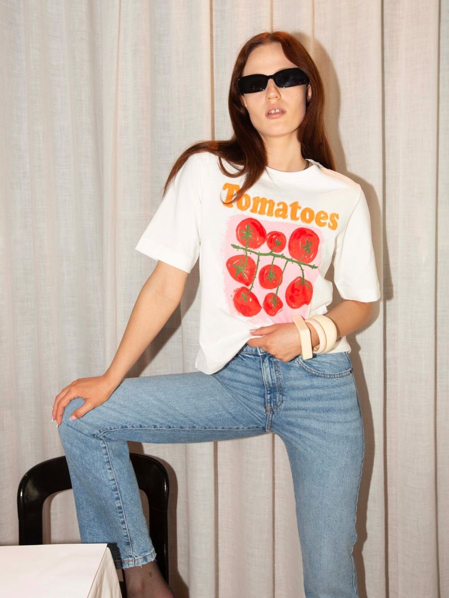 T-shirt with print - cream - RESERVED