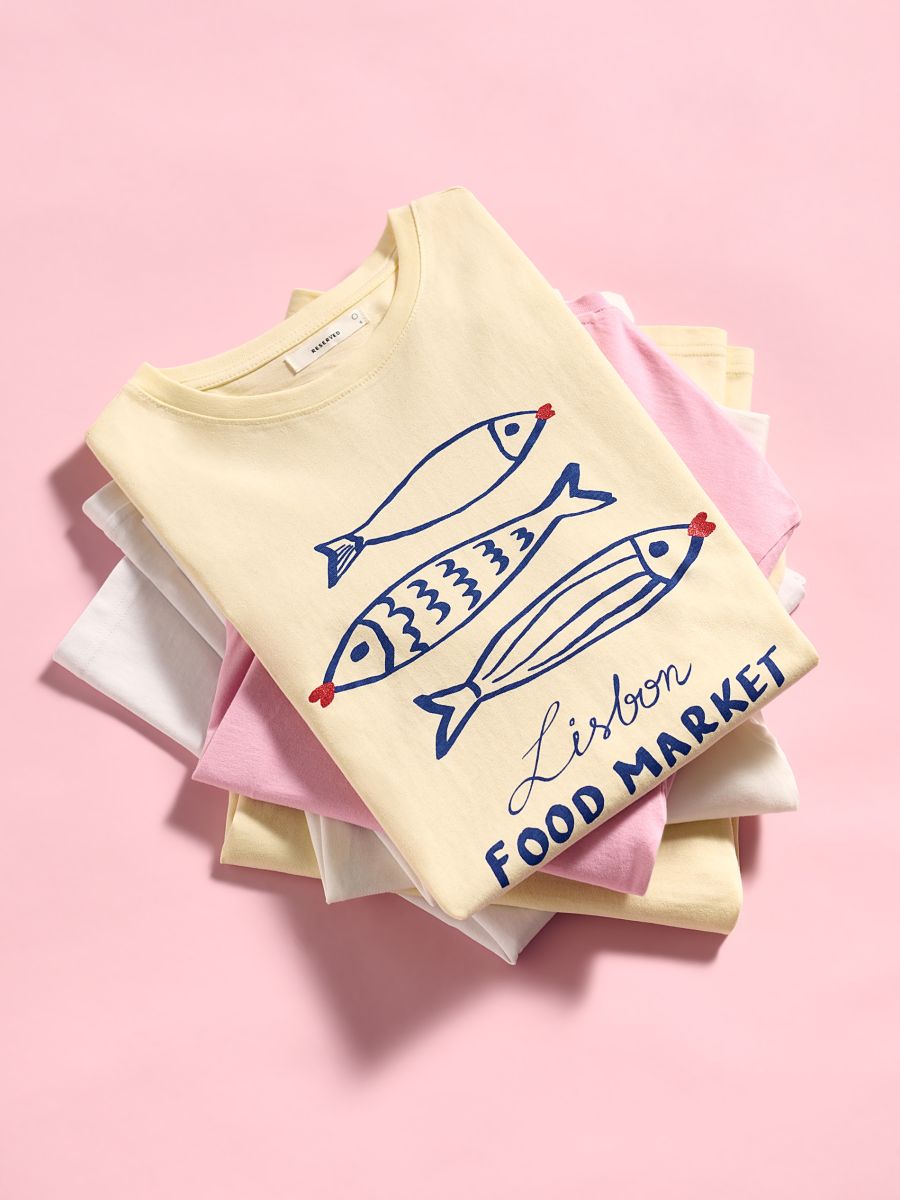 T-shirt with print - light yellow - RESERVED - 4