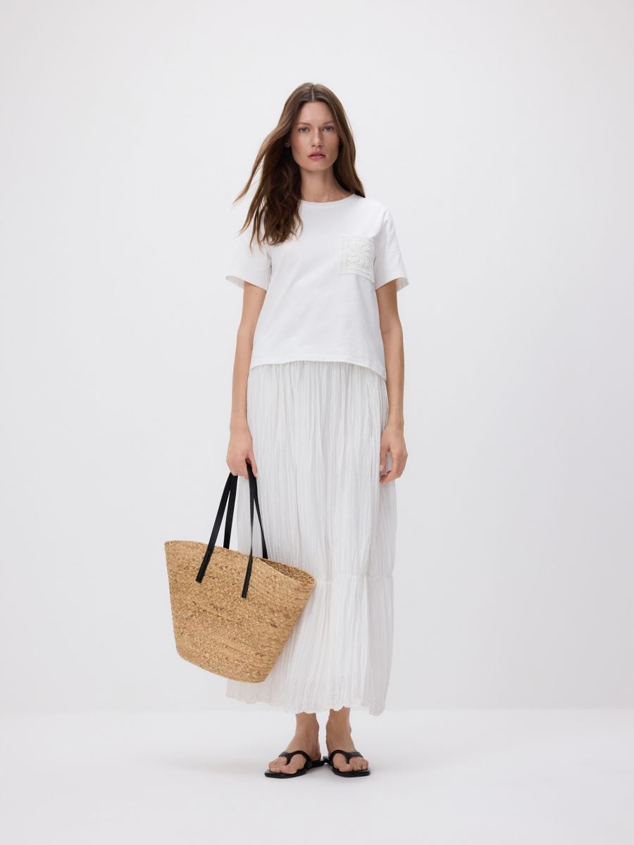 Crushed fabric maxi skirt - white - RESERVED - 4