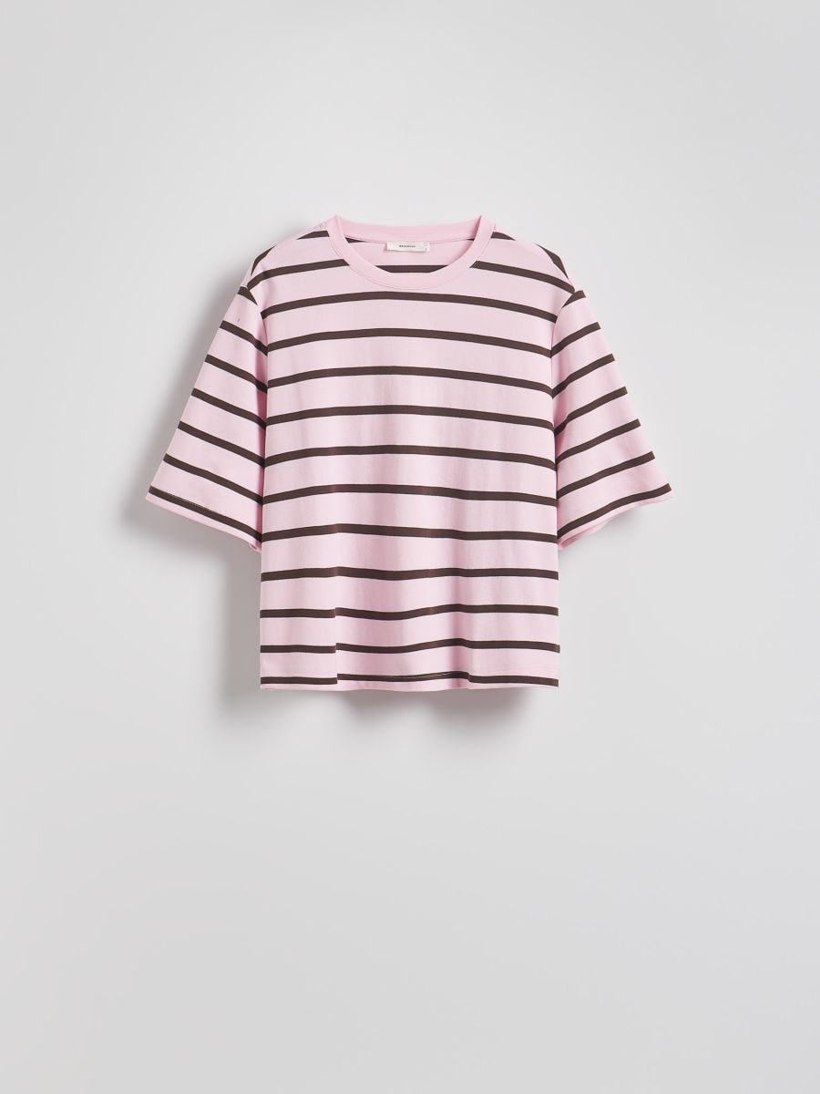 Regular fit stripe T-shirt - pastel pink - RESERVED - 4