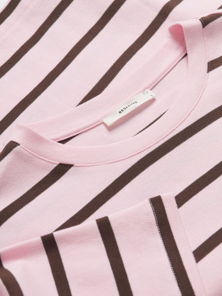 Regular fit stripe T-shirt - pastel pink - RESERVED - 3