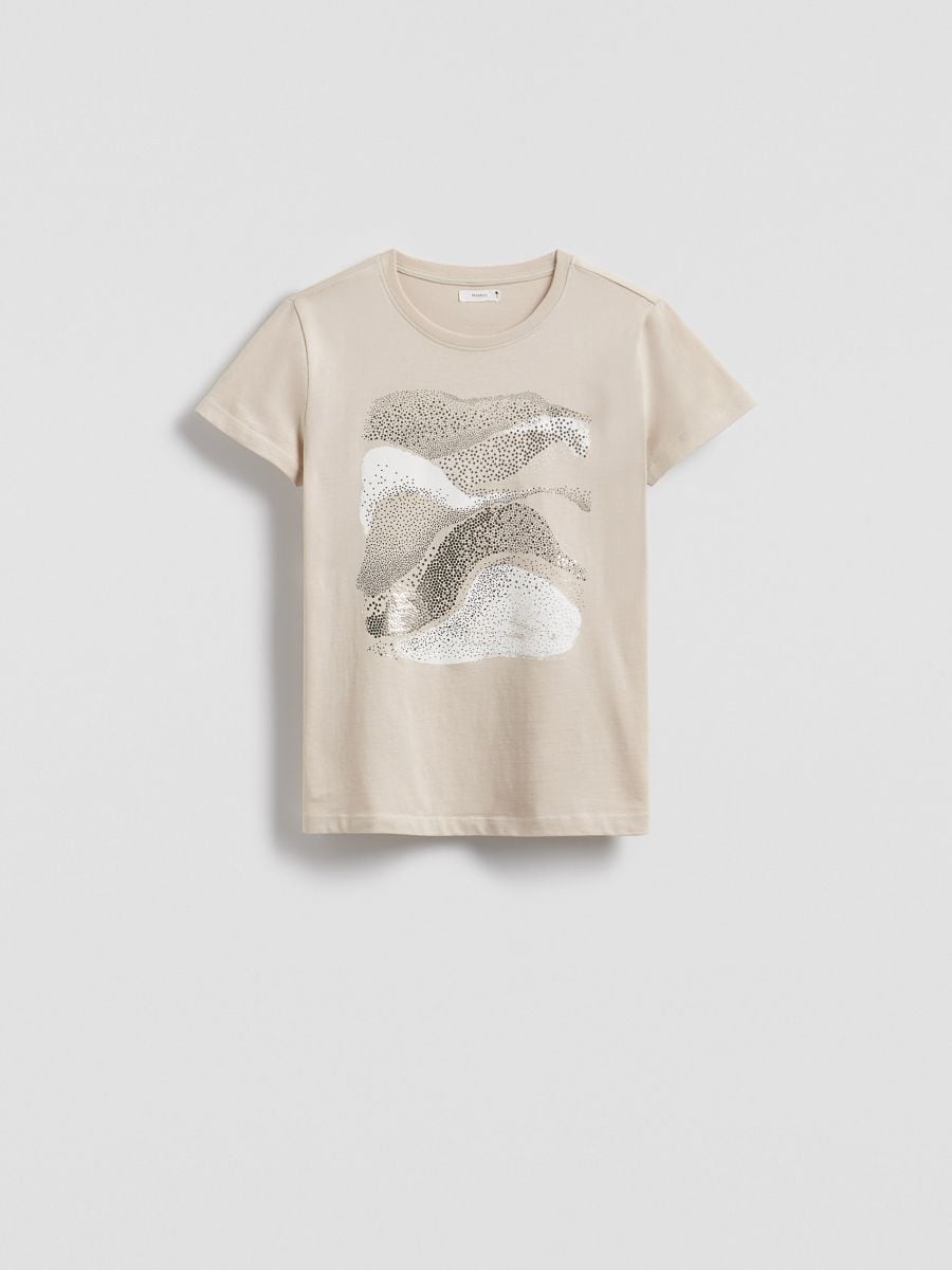 T-shirt with print - beige - RESERVED