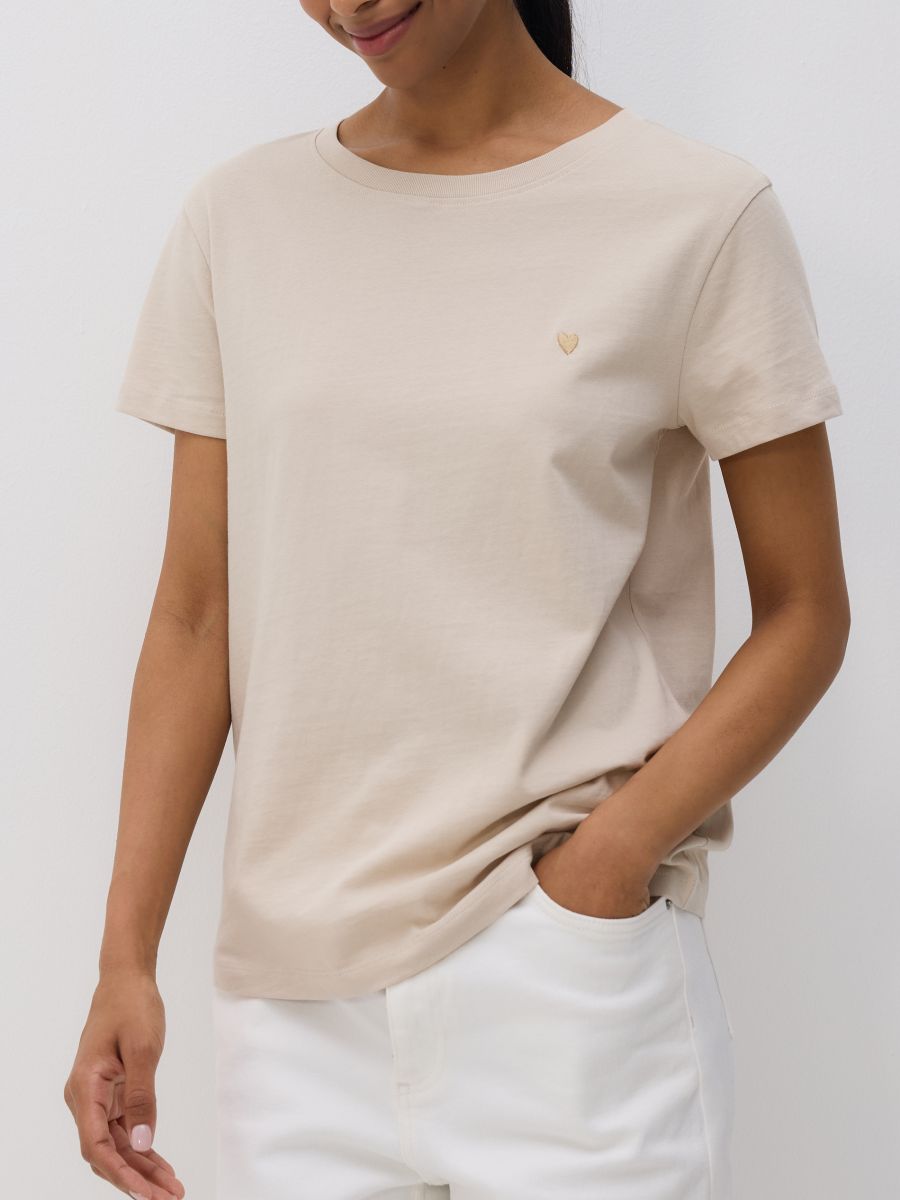 LADIES` T-SHIRT - bež - RESERVED