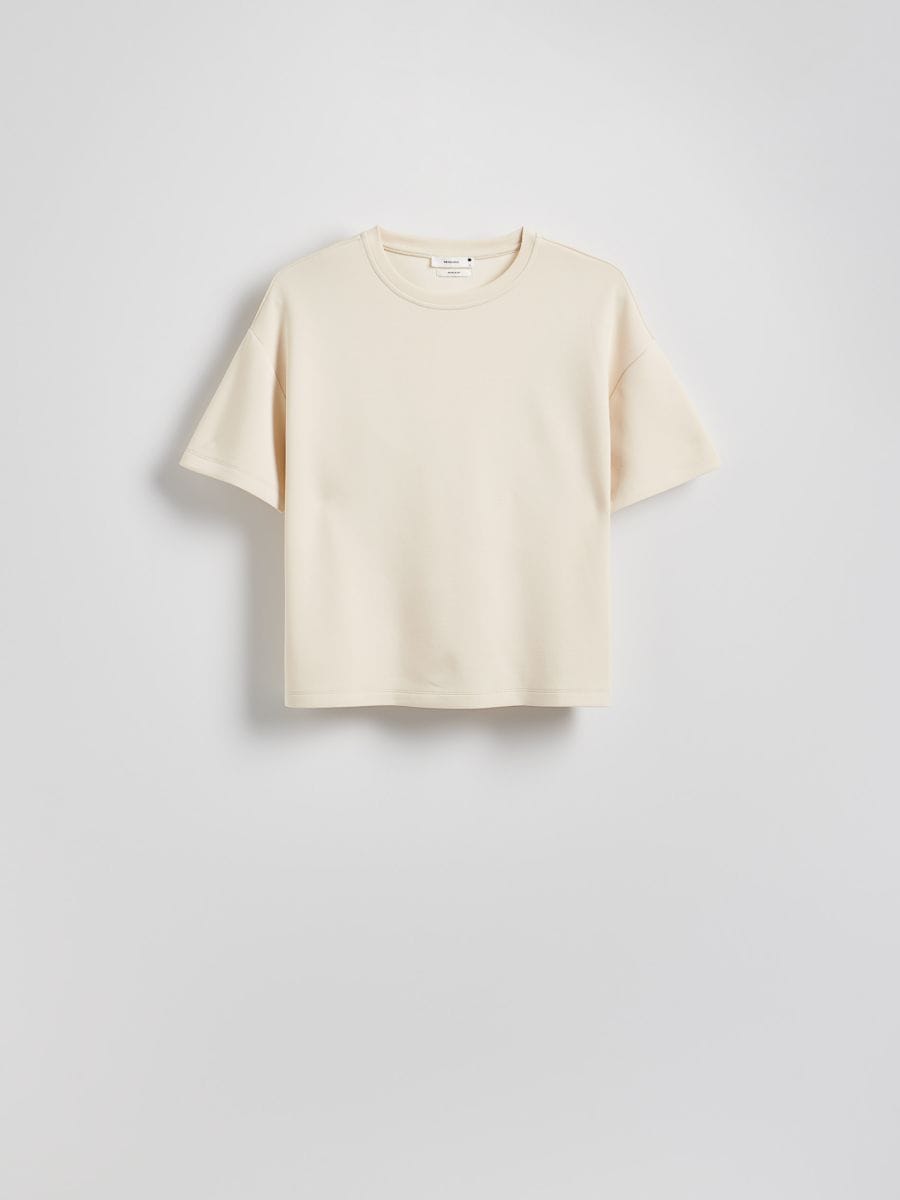 Regular fit modal blend T-shirt - light yellow - RESERVED - 4