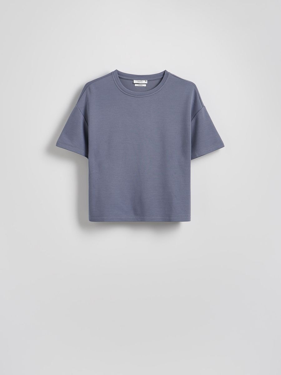 Regular fit modal blend T-shirt - light blue - RESERVED - 5
