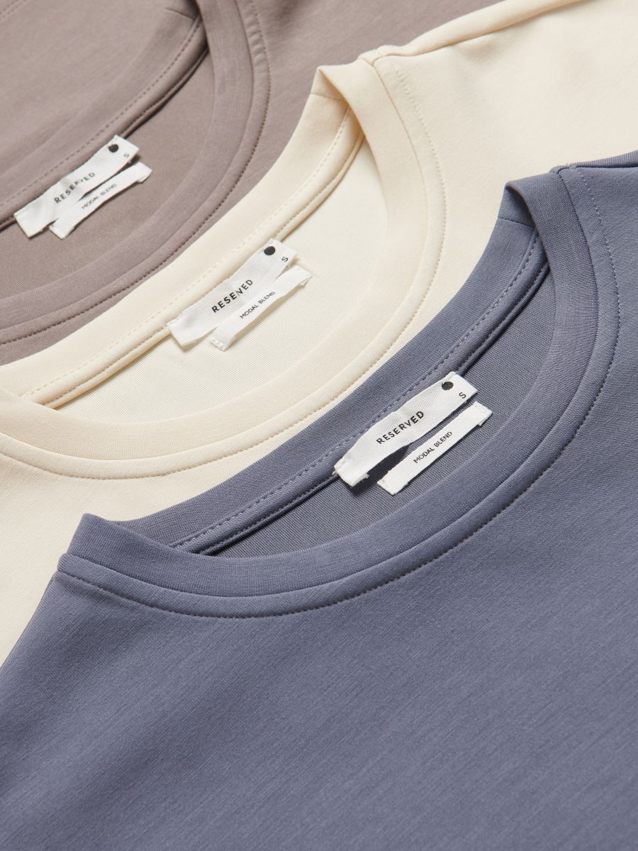Regular fit modal blend T-shirt - light blue - RESERVED - 6