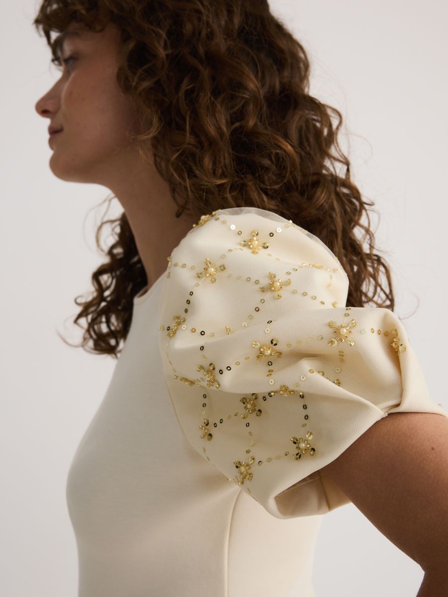 Blouse with decorative sleeves - nude - RESERVED - 4