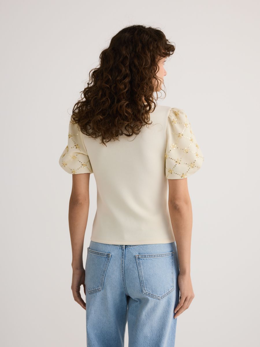 Blouse with decorative sleeves - nude - RESERVED - 5