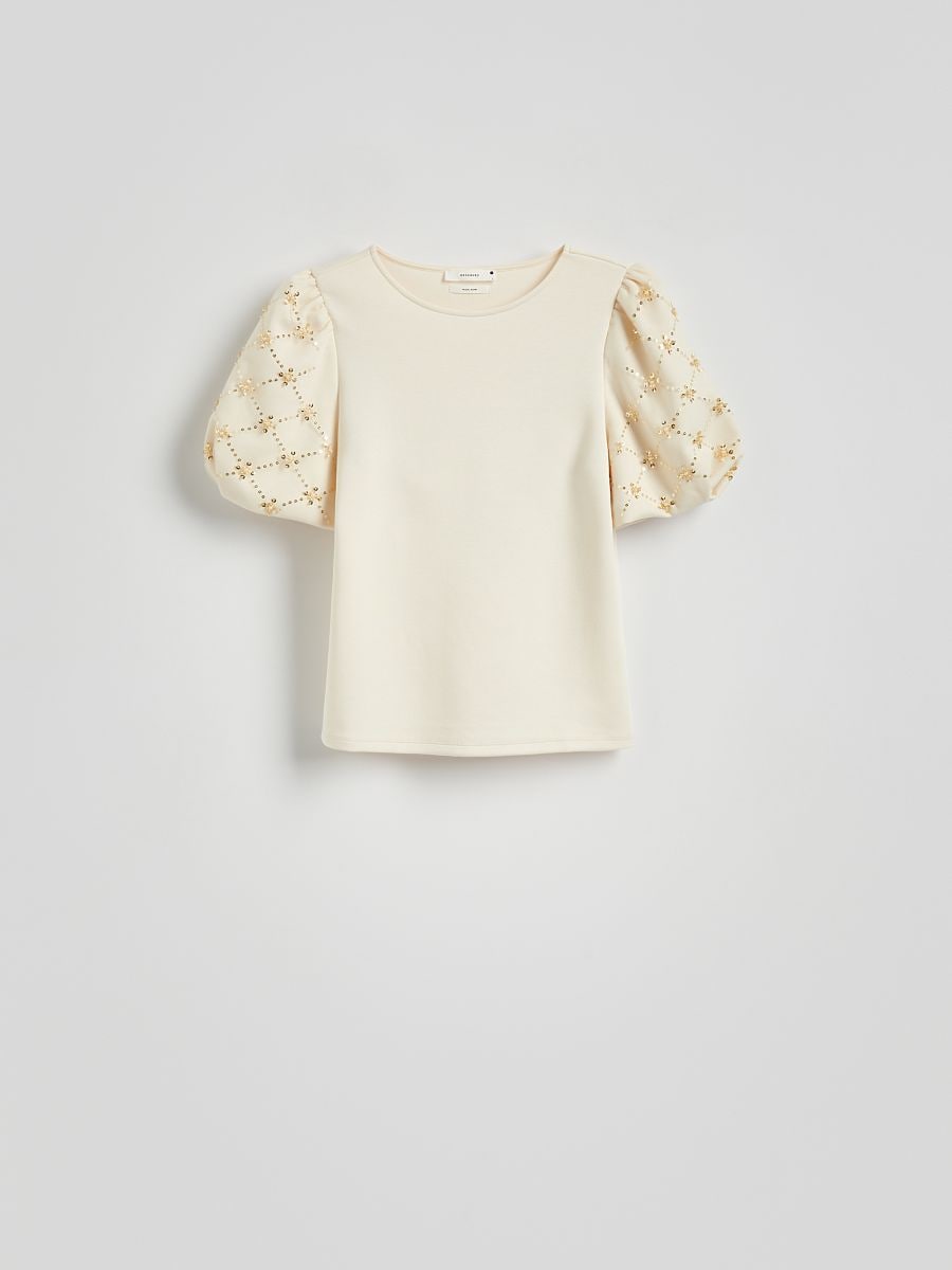 Blouse with decorative sleeves - nude - RESERVED - 6