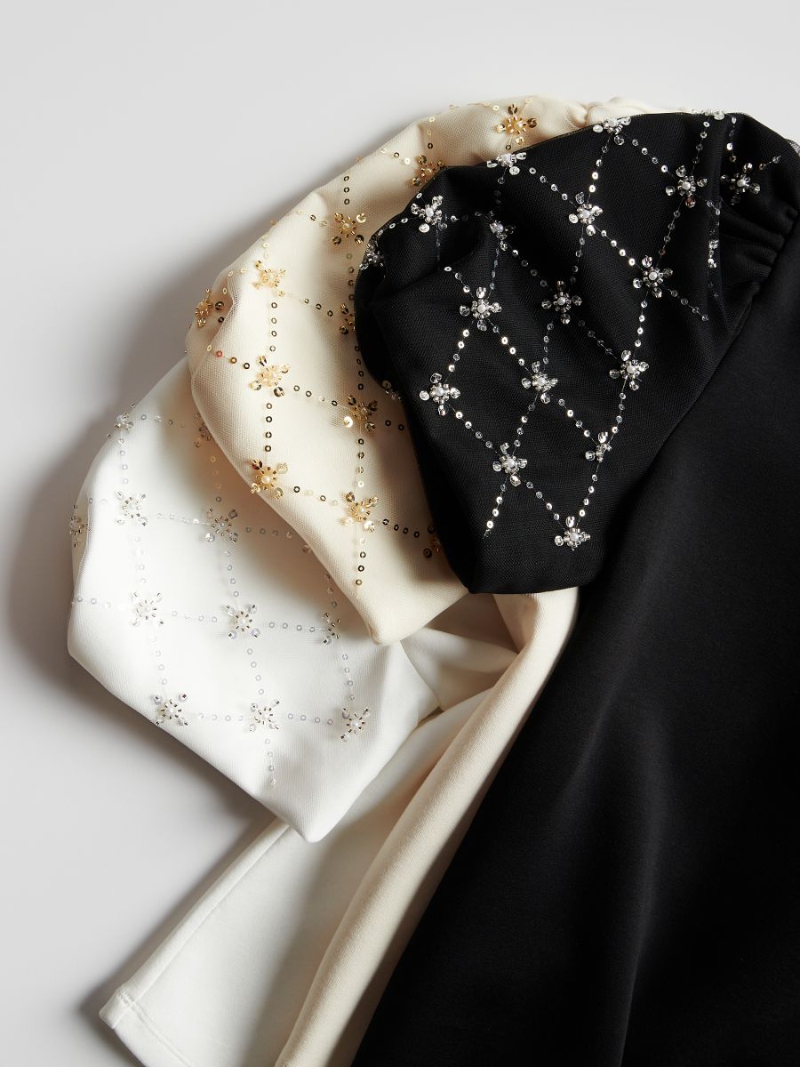 Blouse with decorative sleeves - nude - RESERVED - 7