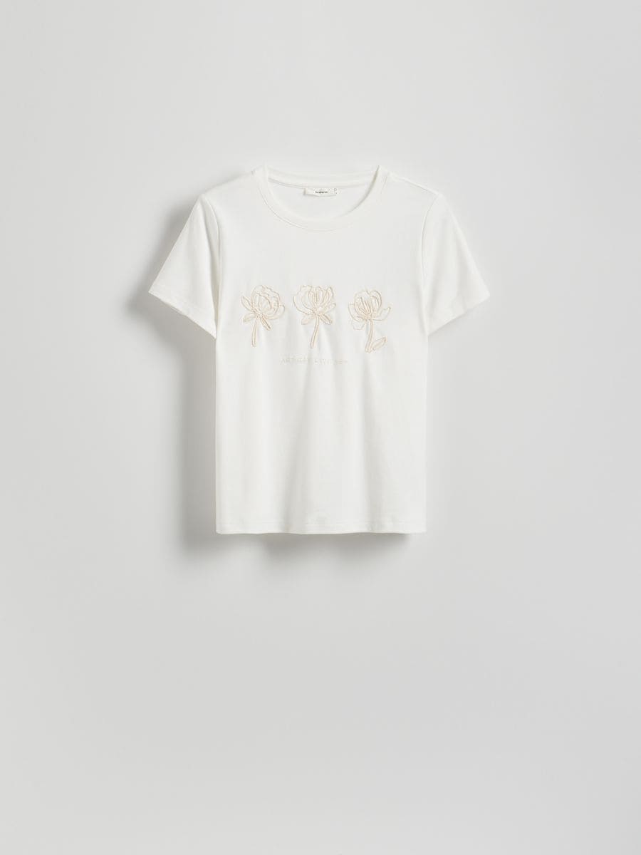 T-shirt with embroidered pattern - cream - RESERVED - 6