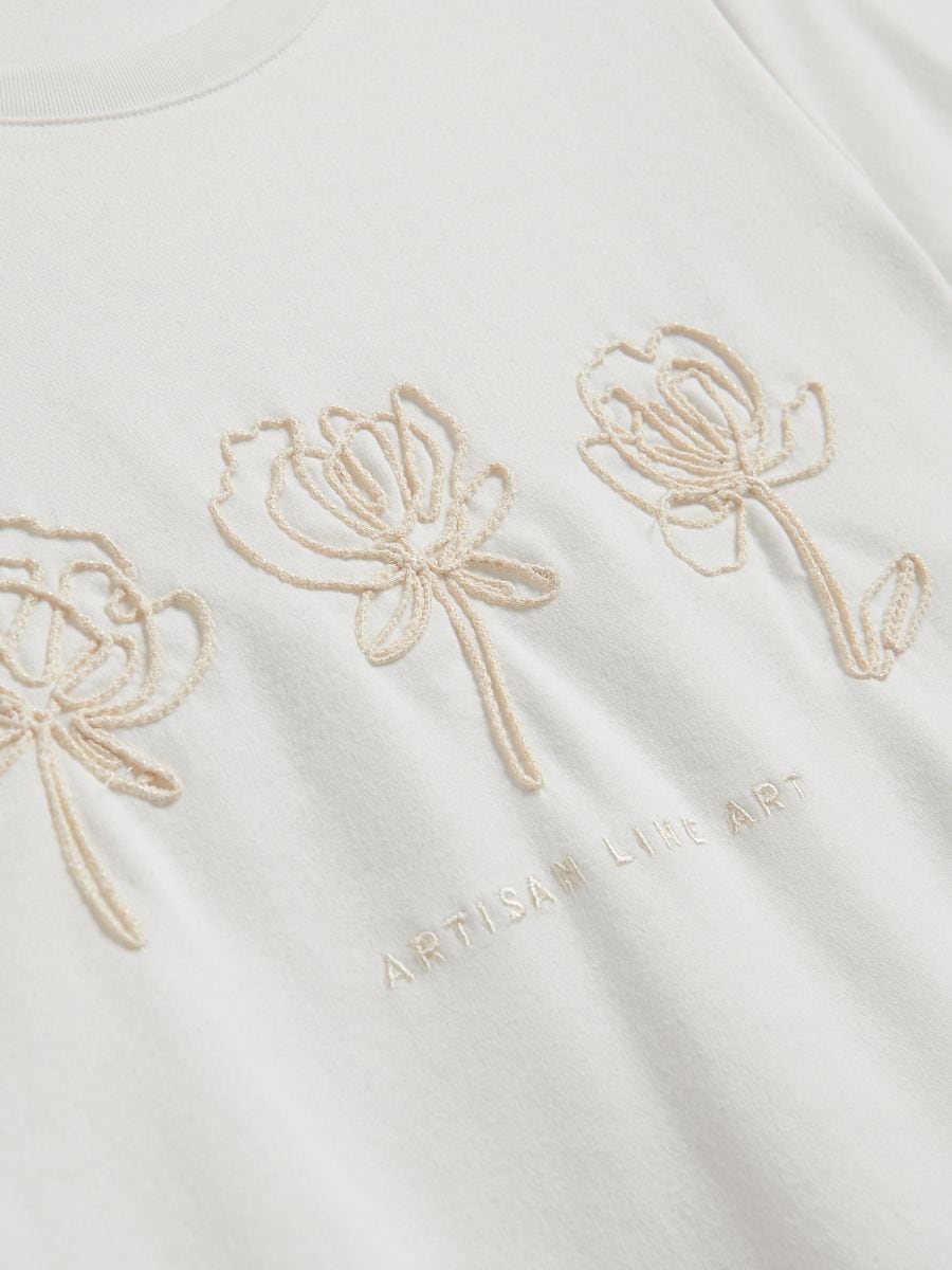 T-shirt with embroidered pattern - cream - RESERVED - 7
