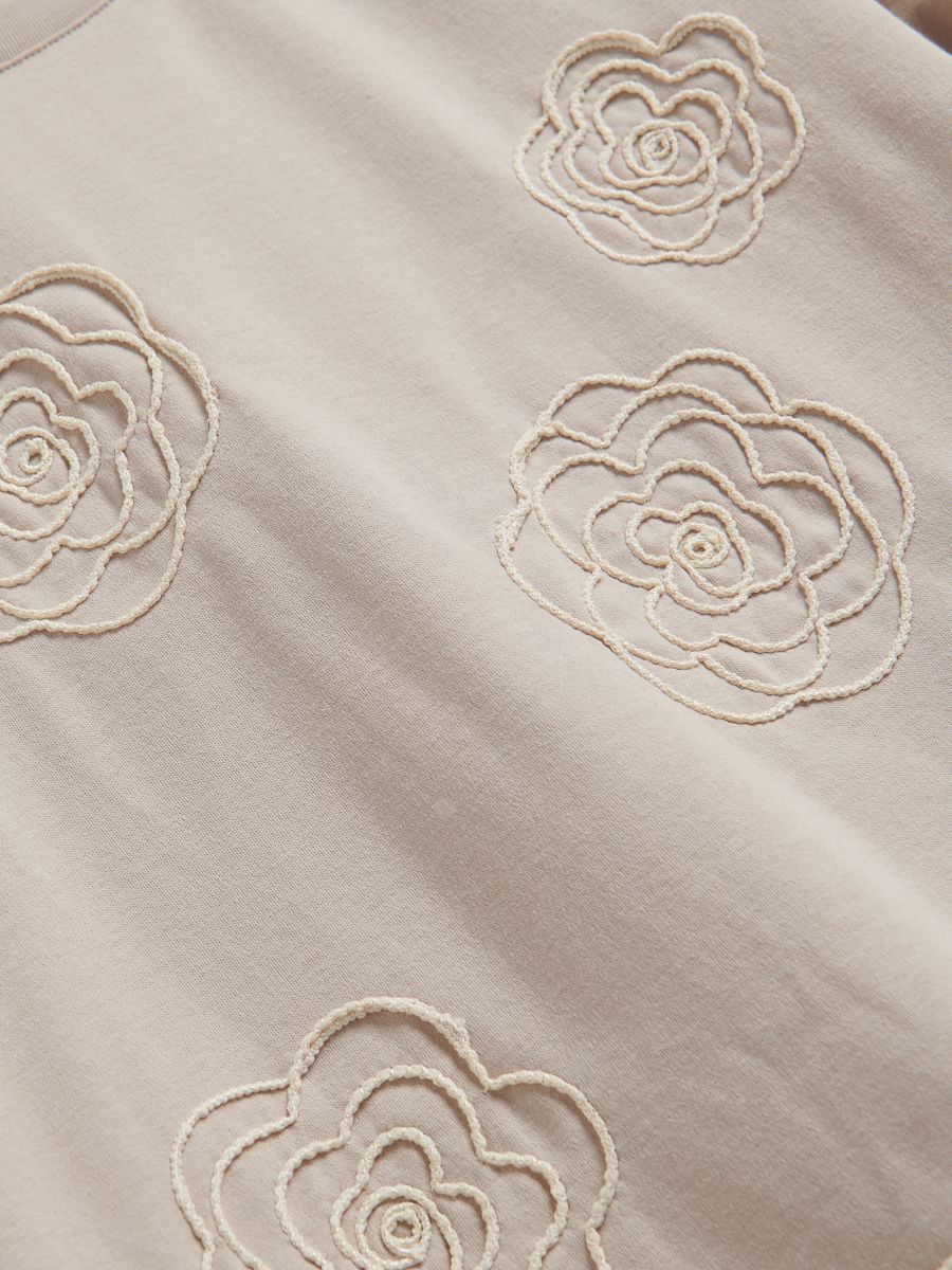 T-shirt with embroidered pattern - beige - RESERVED - 2