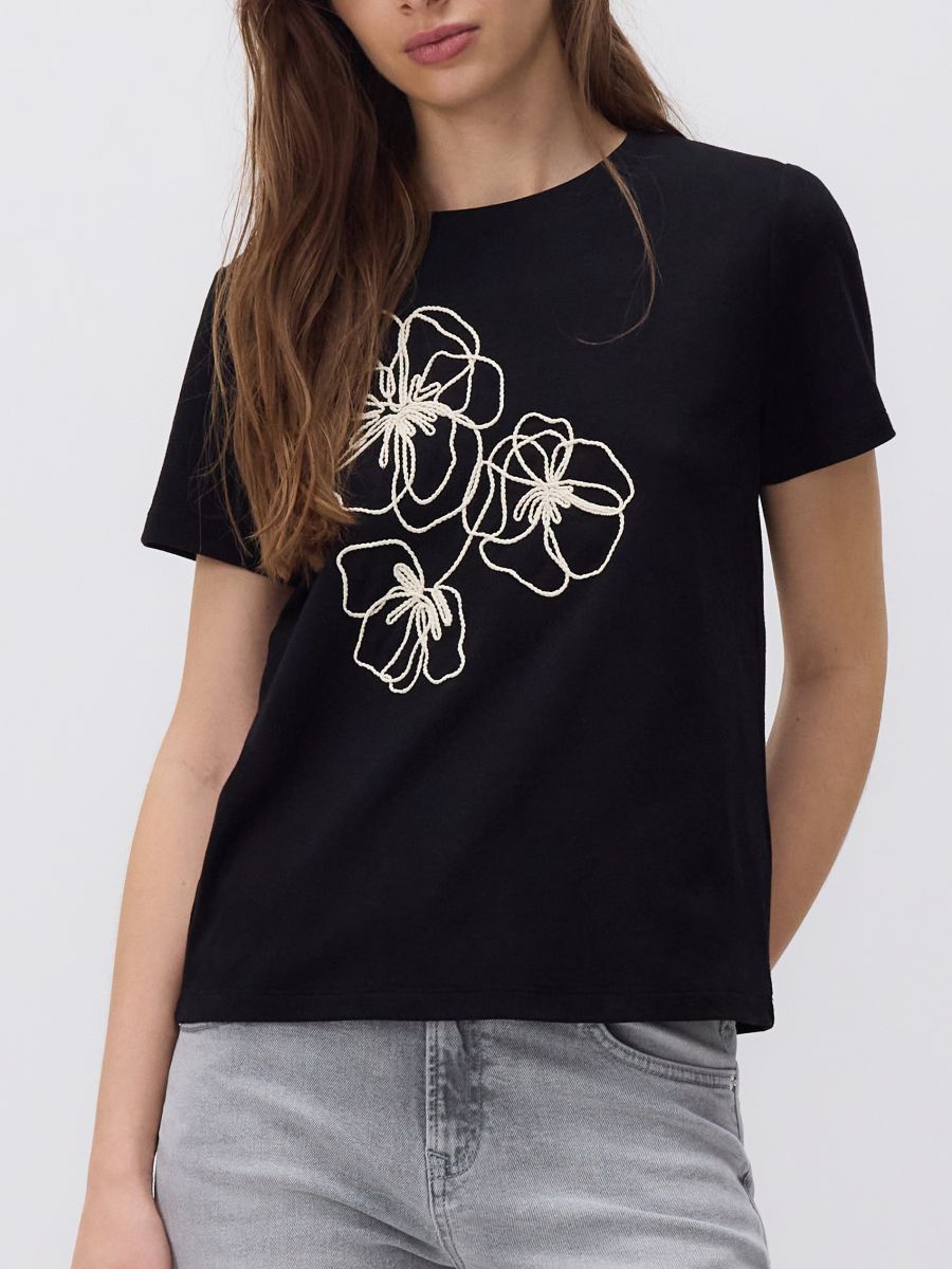 T-shirt with embroidered pattern - black - RESERVED - 6