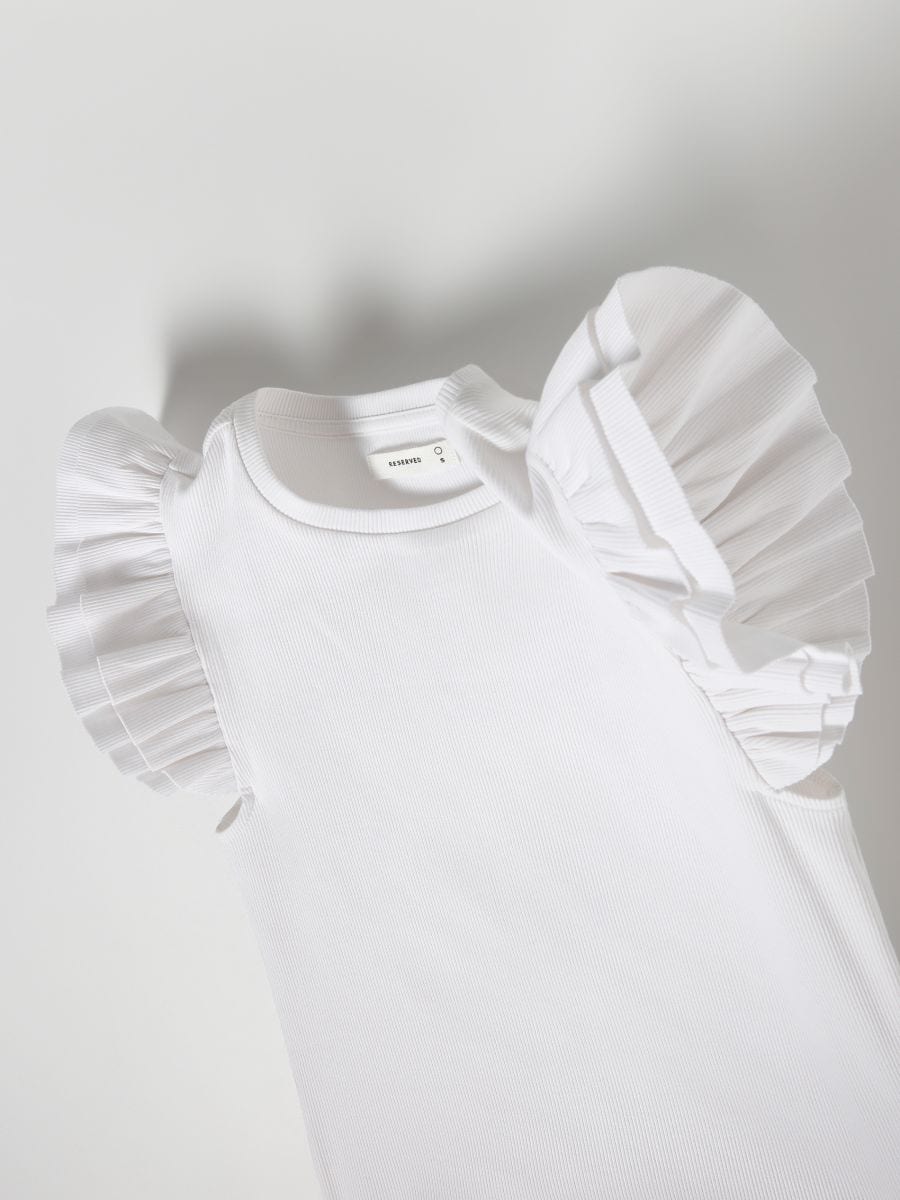 Bluse mit Rüschen - creme - RESERVED - 7