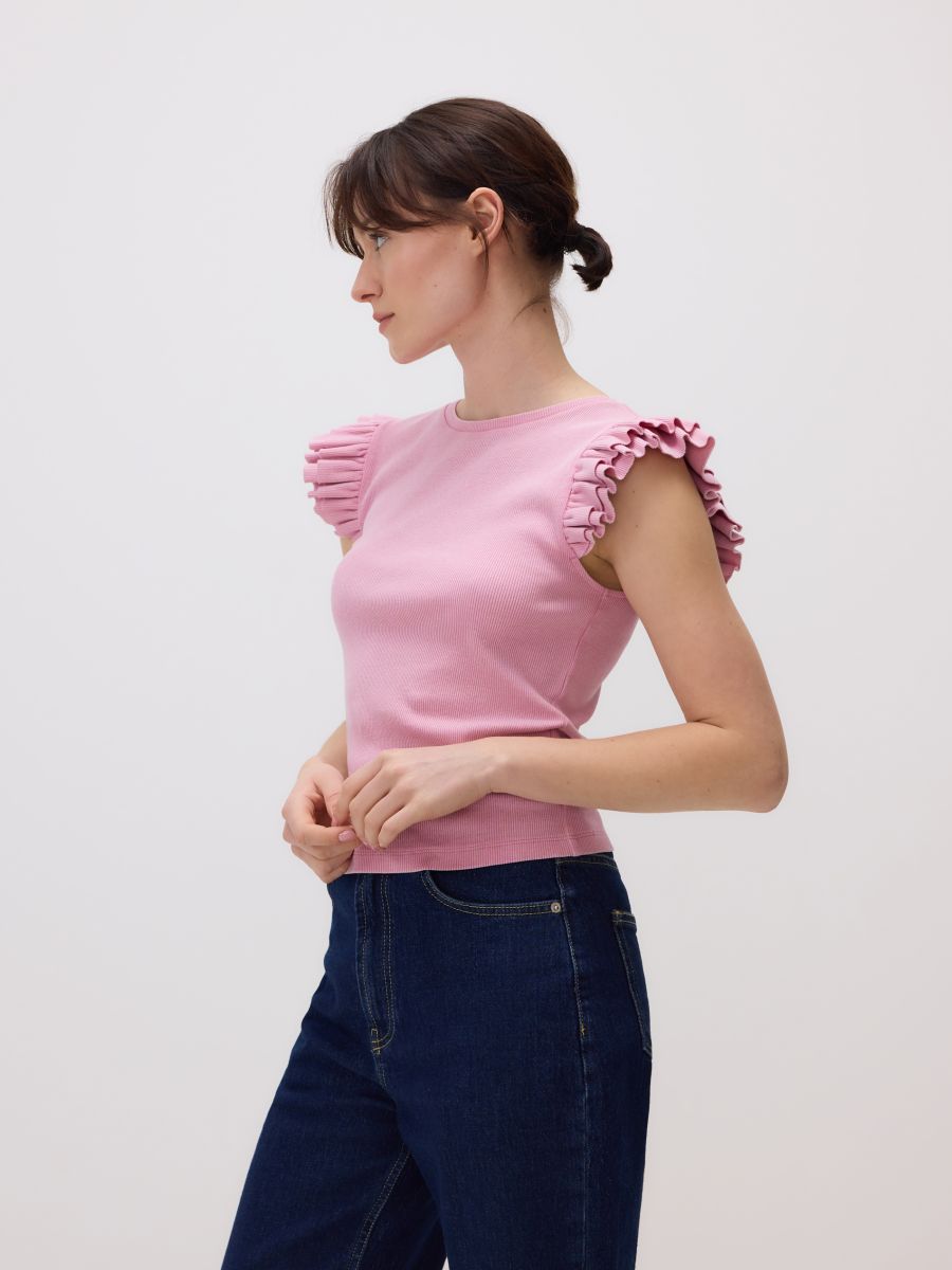Top with frills - light orange - RESERVED - 2