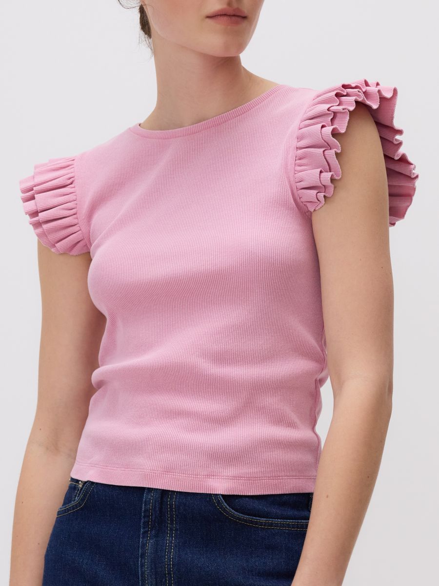 Top with frills - light orange - RESERVED - 3