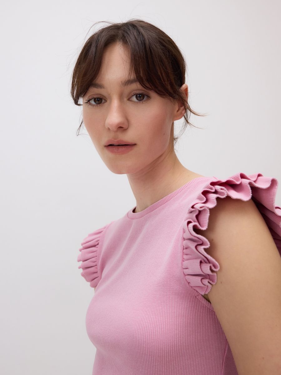 Top with frills - light orange - RESERVED - 4