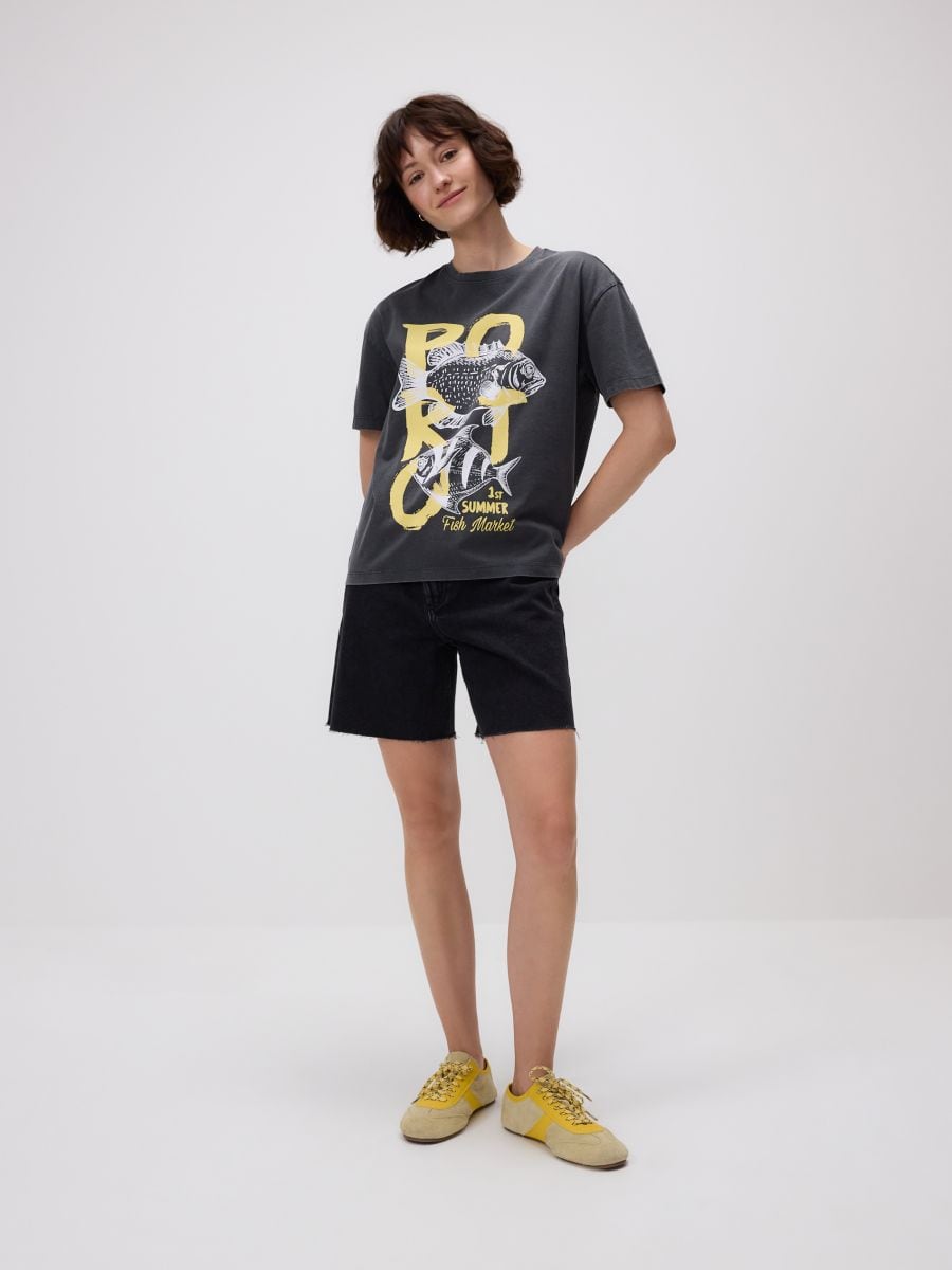 T-Shirt mit Print - dunkelgrau - RESERVED