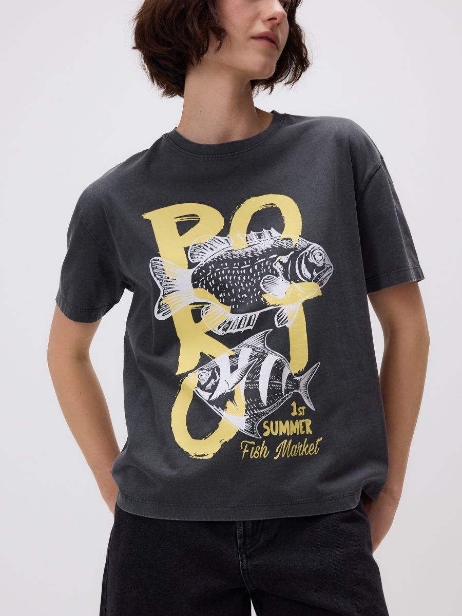 T-shirt with print - dark grey - RESERVED - 2