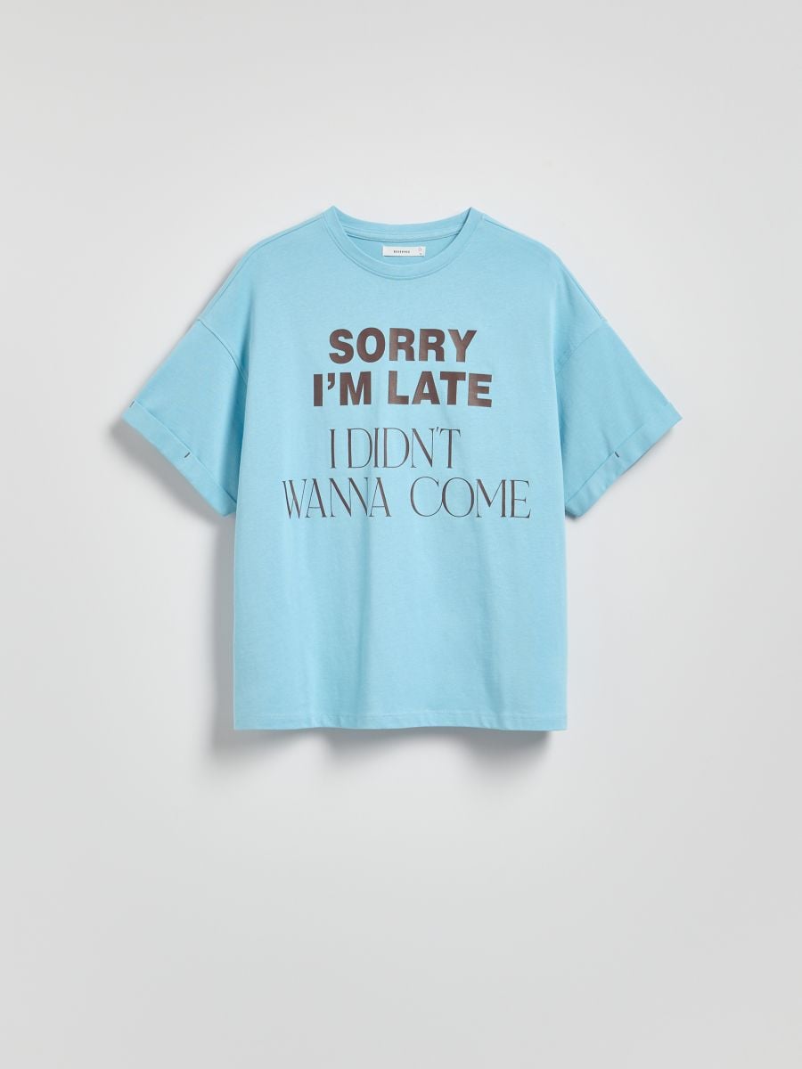 T-shirt z nadrukiem - jasnoniebieski - RESERVED