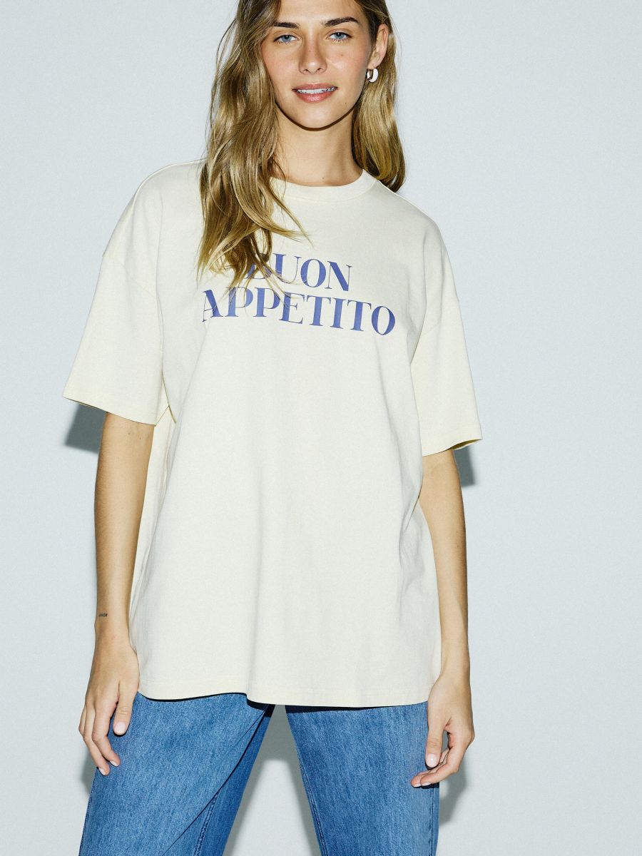 T-shirt with print - light yellow - RESERVED - 4