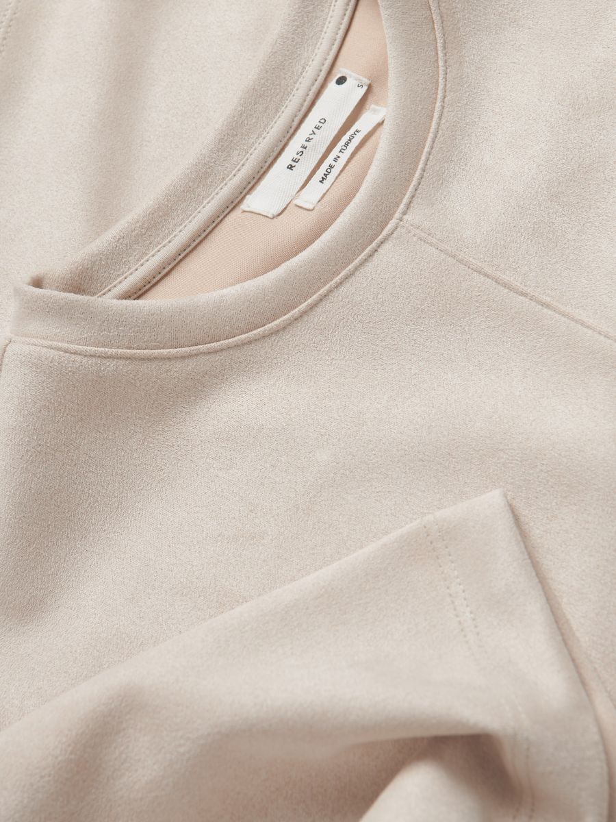 T-shirt with seam detail - beige - RESERVED - 2