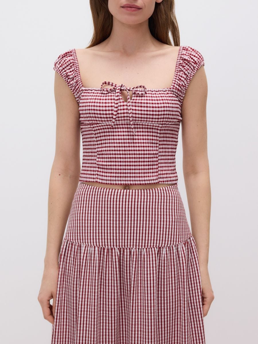 Blouse with vichy check - maroon - RESERVED - 6
