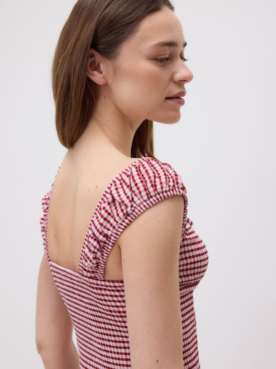 Blouse with vichy check - maroon - RESERVED - 7