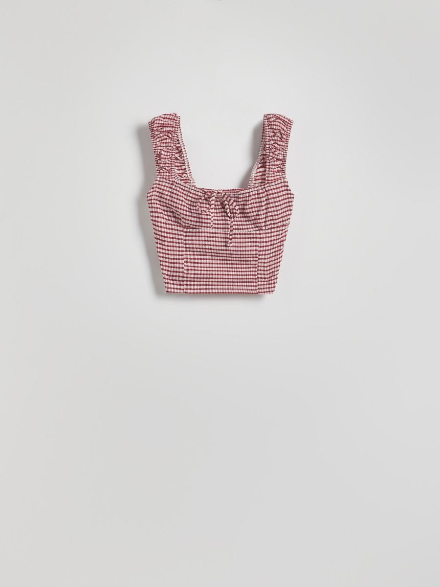 Blouse with vichy check - maroon - RESERVED - 8