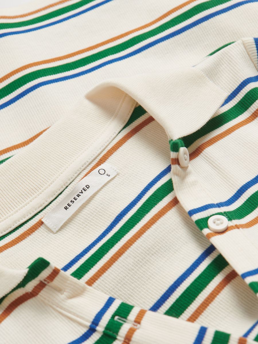 Regular fit gestreept poloshirt met lange mouwen - meerkleurig - RESERVED - 8