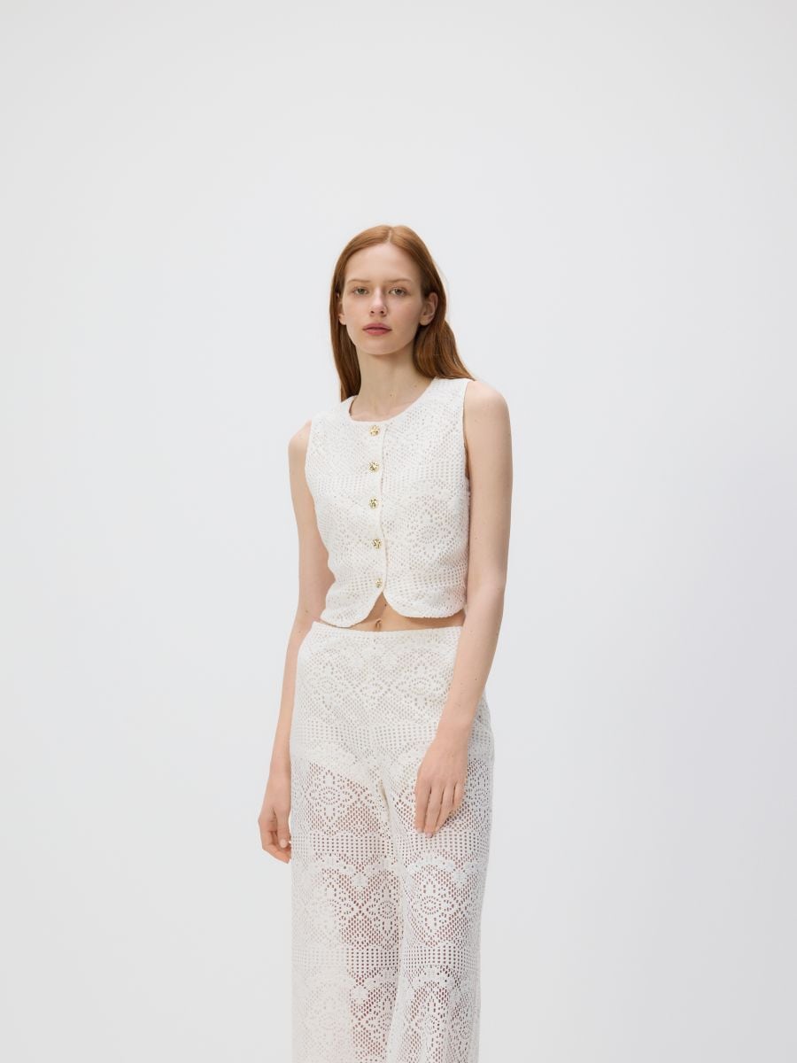 Vest with decorative buttons - nude - RESERVED - 6