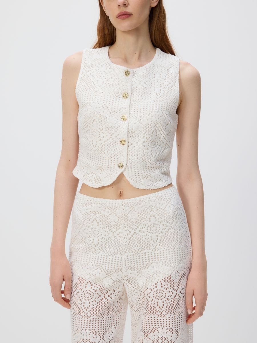 Vest with decorative buttons - nude - RESERVED - 3