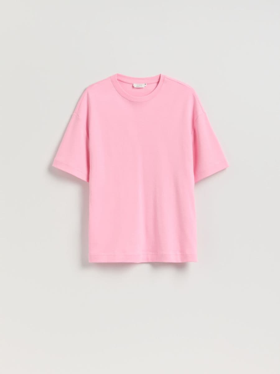 Oversized mercerised cotton blend T-shirt - pink - RESERVED