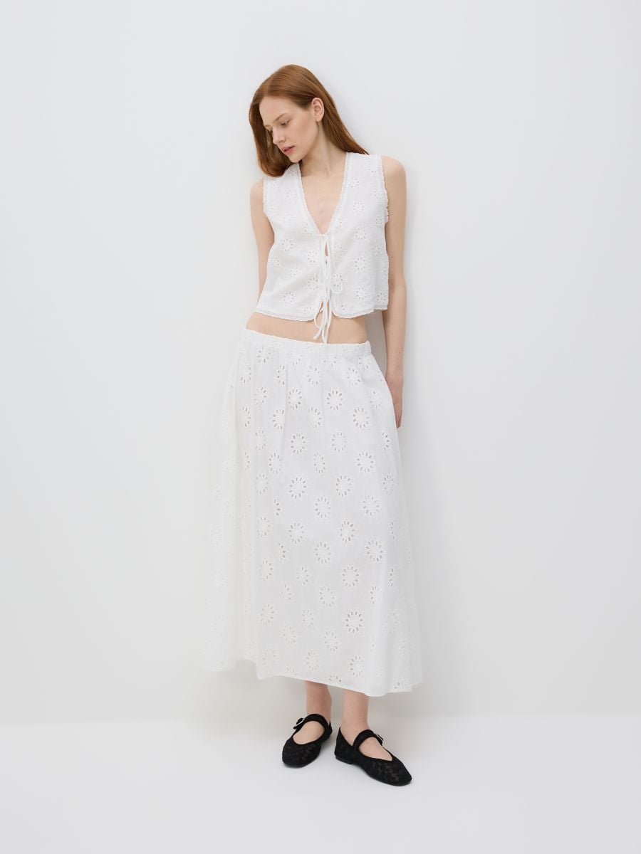 Openwork midi skirt - cream - RESERVED - 2