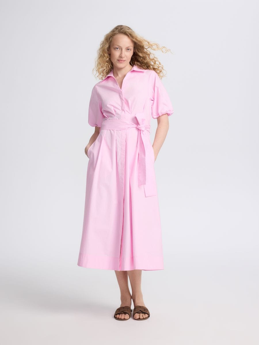 Rochie maxi legată în talie - roz - RESERVED