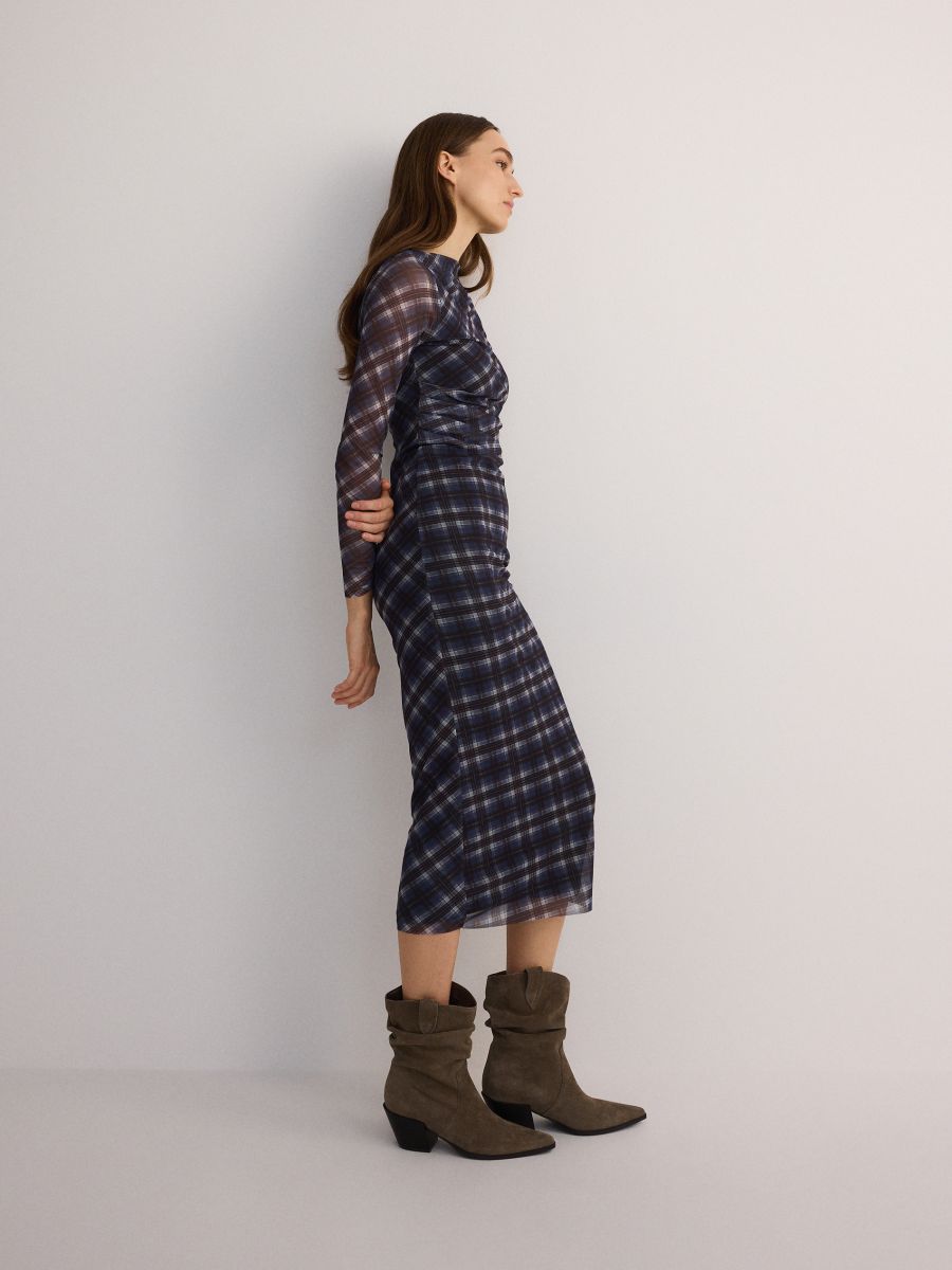 Midi dress with draping - multicolor - RESERVED - 3