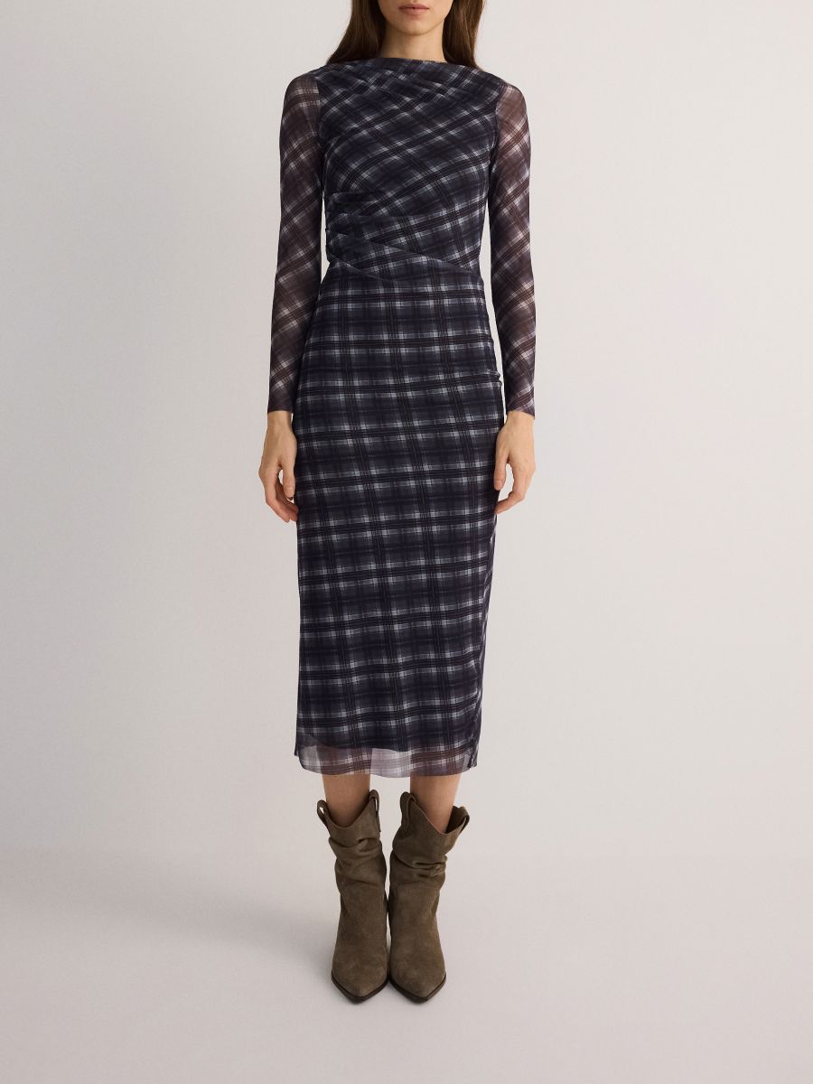 Midi dress with draping - multicolor - RESERVED - 6