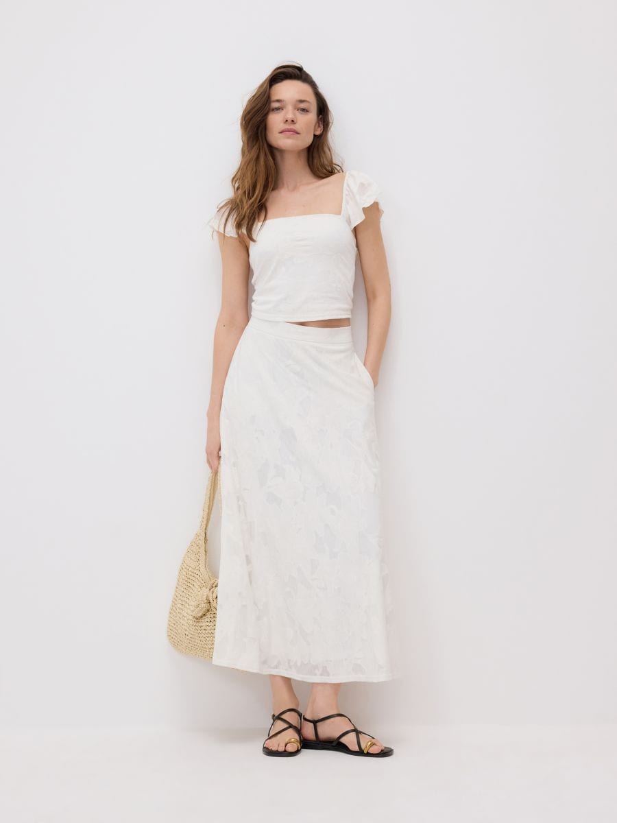 Flared midi skirt - cream - RESERVED - 5