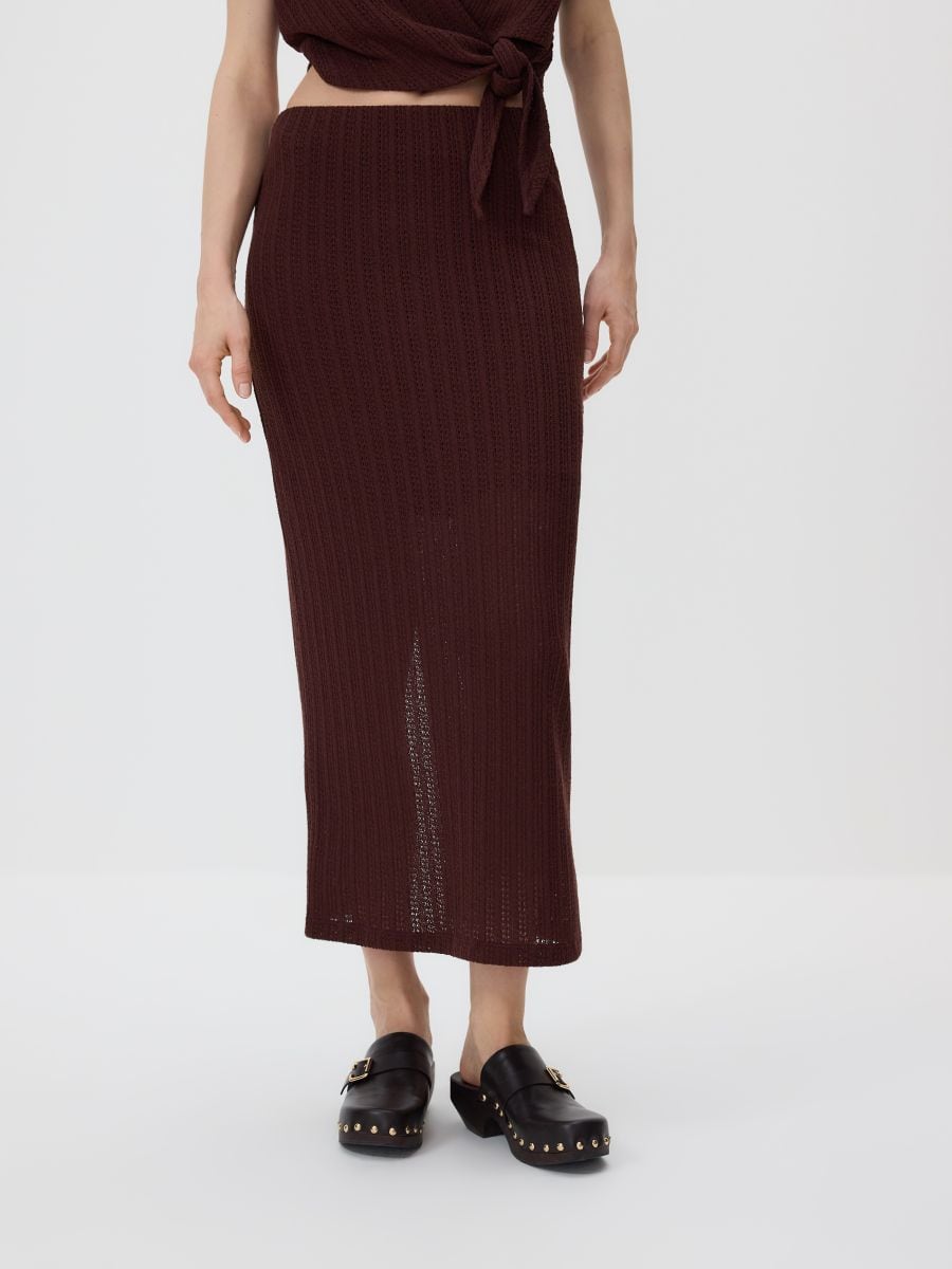 Jersey maxi skirt - dark brown - RESERVED