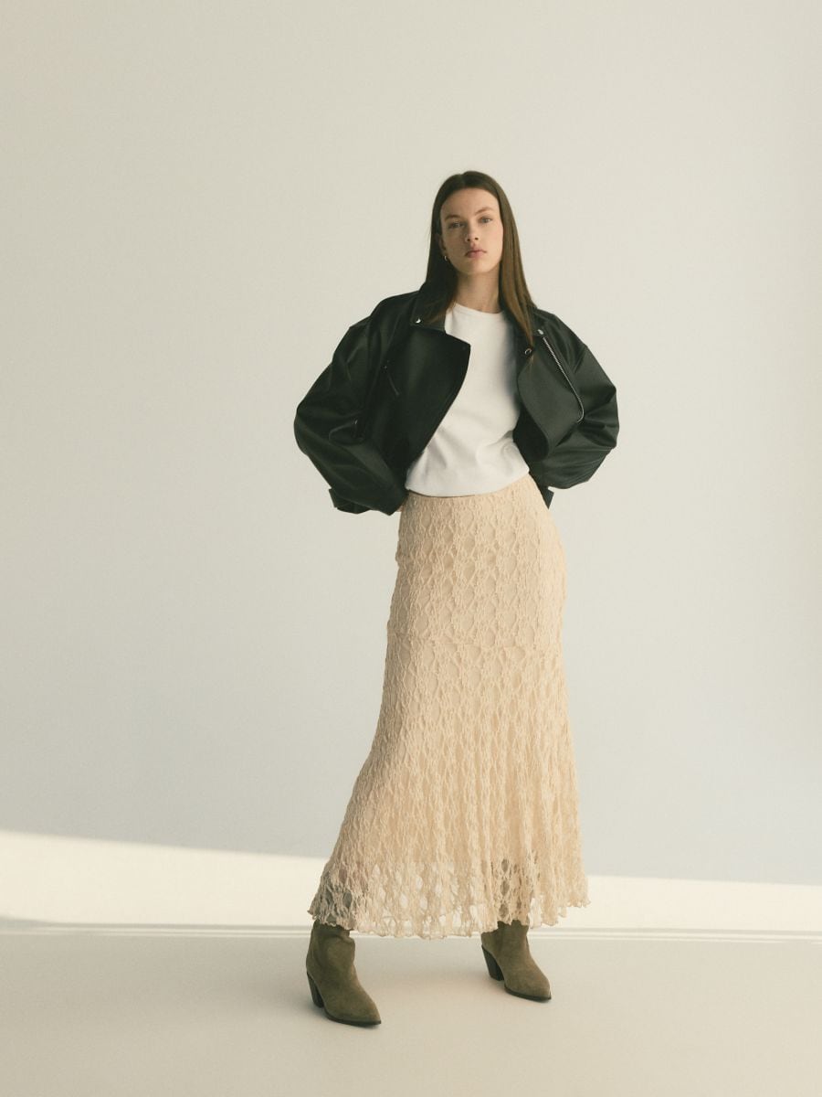 Maxi lace skirt - wheat - RESERVED