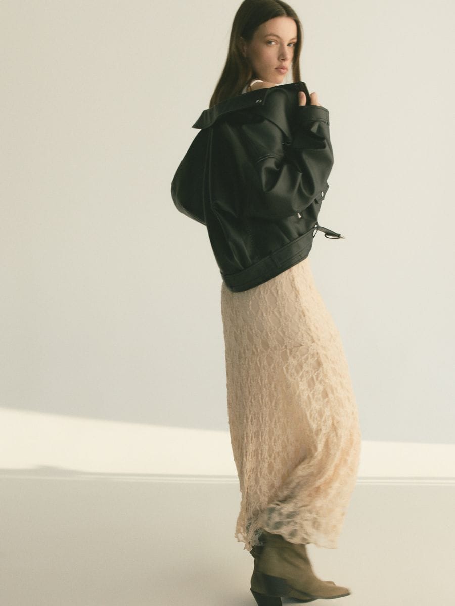 LADIES` SKIRT - krem - RESERVED - 2