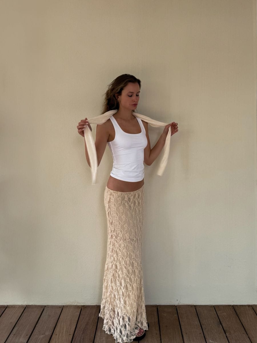 Krajková maxi sukně - pšeničná - RESERVED