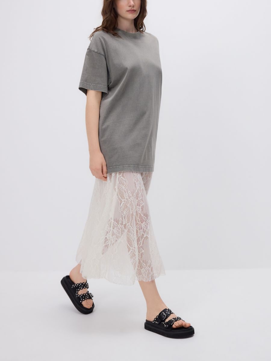Lace midi skirt - cream - RESERVED - 3