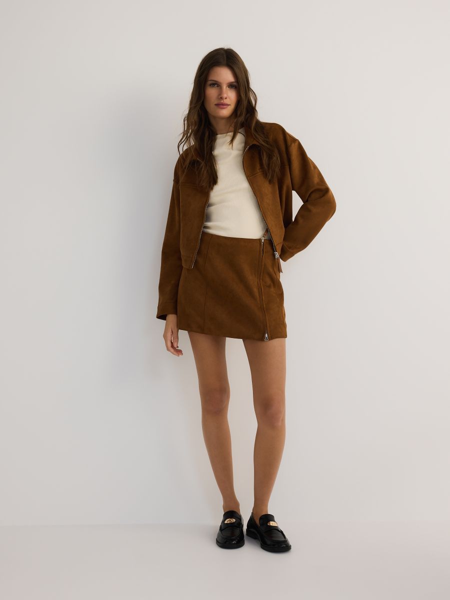 Mini-jupe en daim synthétique - Beige - RESERVED - 2