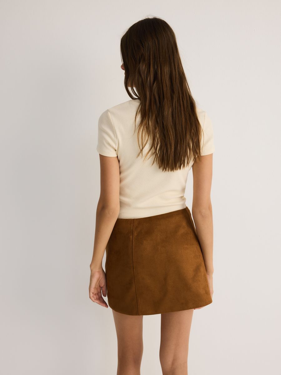 Mini-jupe en daim synthétique - Beige - RESERVED - 5
